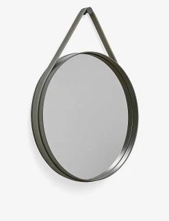 HAY Strap Circular Steel And Glass Mirror Khaki/olive
