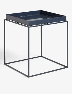 HAY Tray Powder-coated Steel Side Table 44cm Blue